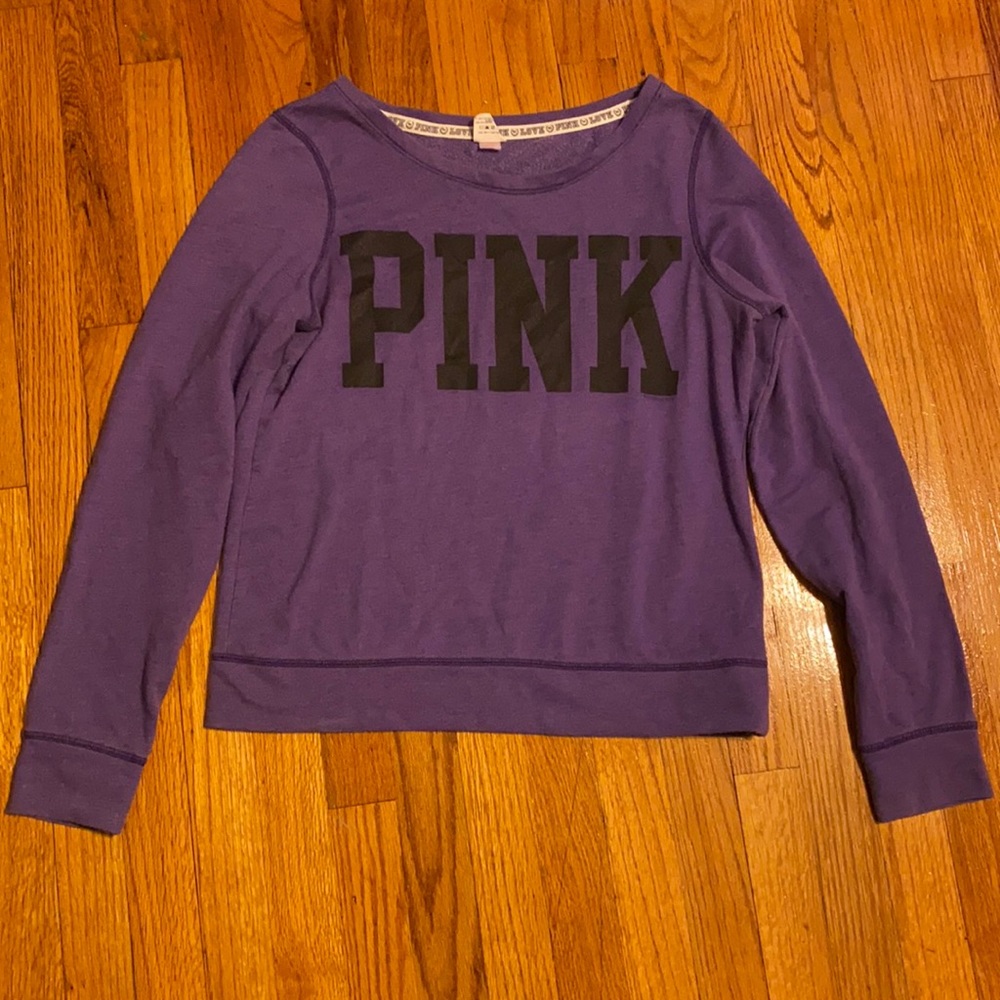 PINK purple black logo sweatshirt M